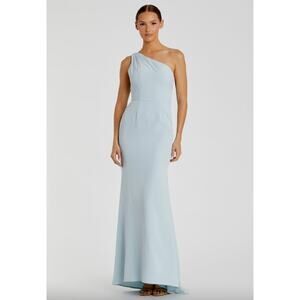 MAC DUGGAL Dress Size 0 Evening Gown NEW Light Blue  One Shoulder Jersey Mermaid